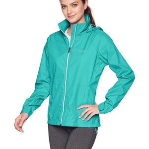 Women's Columbia Switchback III Hooded Packable‎ Teal Jacket Zip Up Hooded Sz 1X